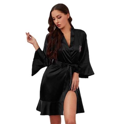 China QUICK DRY Long Robe Bridesmaid Sexy Allure Satin Dressing Gown For Lady Women Pajamas for sale