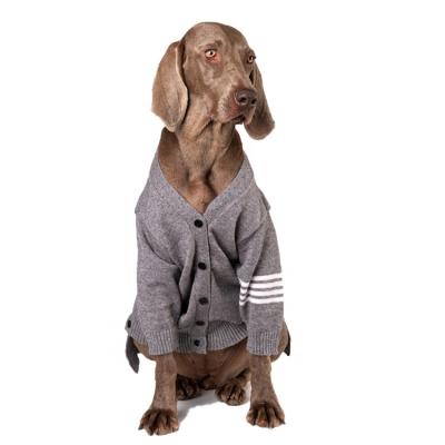 China Large Stocked High Quality Dog Clothes Autumn Knitted Pet Dog Sweater Gray Dog Sweater for sale