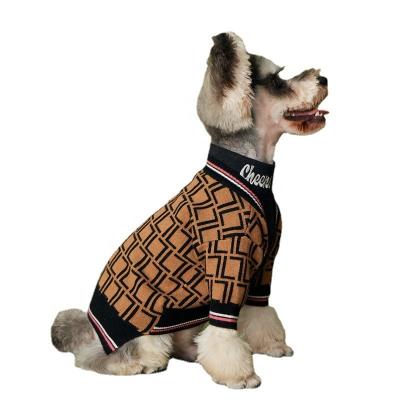 China Fashion Autumn Pet Sweater Super Soft Stocked Luxury Dog Cardigan Sweater Button Dog Outfit Geometric Patterns Cat Clothes for sale