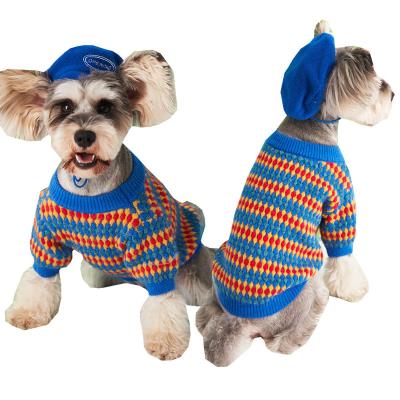 China Stocked Manufacture High Quality Dog Clothes Medium West Small Pet Chihuahua Sweater Warm Blue Mountain Cat Apparel Winter for sale