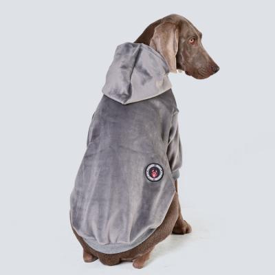 China Fashion Design Gray Plush Dog Hoodie Winter Stocked Warm Pet Clothes Golden Retriever Hoody Dog Cat Hoodie Small Medium Large for sale