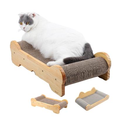 China Wholesale Stocked Cat Scratcher Cardboard Scratch Pad with Scratch Premium Durable Pet Cat Sofa Bed Work Area for sale