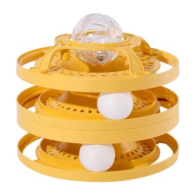 China Resistant Type Cat Artifact Track Ball Funny Cat Trick Turntable Pet Cat Toy Detachable Bite Three Tier Viable Turntable for sale