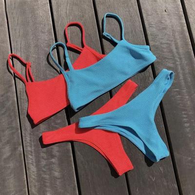 China Plus Size Manufacturer Swimwear Women Custom Bikini Set Logo Ribbed Custom Knot Swimwear Micro Bikini Girls for sale