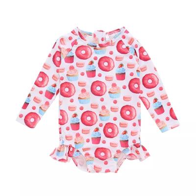 China High Quality Breathable Custom Girls Swimwear Kids OEM Long Sleeve With Floral Prints Lace Up Design Kids Sexy Swimwear for sale