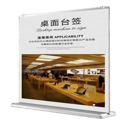 China Hotel Standoff Wall Mounted Acrylic Sign Holder Table Display A6 Acrylic Sign Rack Card Display Stand for sale