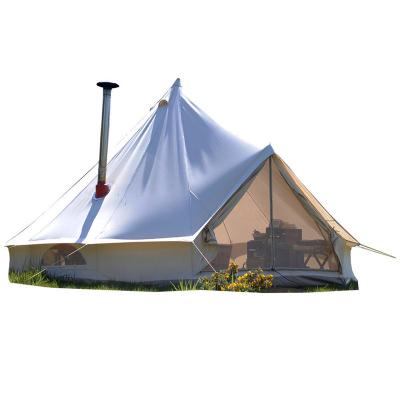 China New Design Waterpoof Customize 3m 4m 5m 6m 7m Glamping Cotton Made Tents 4 Season Sibley Waterproof Luxury Outdoor Family Canvas Bell Tent for sale