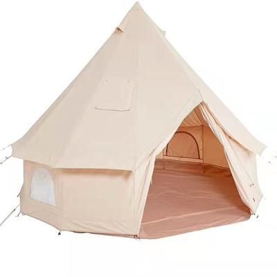 China Extended Type 3Meter Large Cotton Glamping Tent Fire Resistant Teepee Luxury Safari Bell Tent Customizable Double Door Cover Yurt Mat for sale