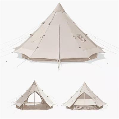 China Straight Tie Type 300*300*255CM Camping Teepee Double Layer Outdoor Camping Bell Upf 50+ Ranch Hexagonal Pyramid Teepee Tent For 3-4 Person for sale