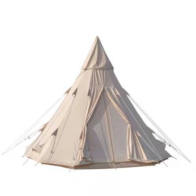 China Straight Tie Type OEM Large Pyramid Outdoor Hexagonal Hexagonal Teepee Indian Luxury Cotton Bell Family Teepee Tent for sale