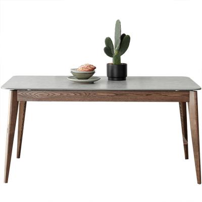 China All Modern Style Table Slate Apartment Furniture Solid Wood Rectangular Gray Matte Dining Table for sale