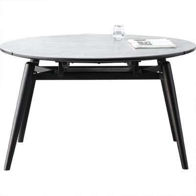 China All 2021 Selling Solid Wood Table and Chairs Gray Frosted Stone Board Round Affordable Dining Table for sale