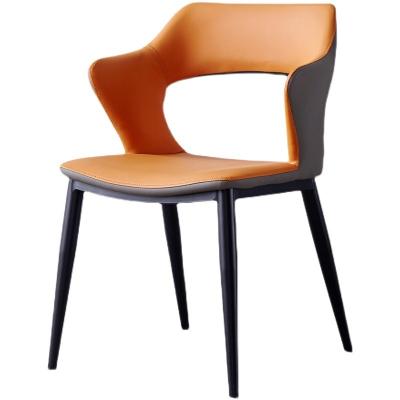 China Architectural Metal Base Contrast Color Cafe Chair Litchi Skin Restaurant Chair Metal Gym Kitchen Modern Luxury PU Italian Classic for sale