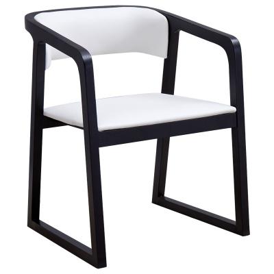 China American Style Metal Base Dining Chairs Luxury Black Wooden Dining Chairs PU Leather Armrest Dining Chair For Sale for sale