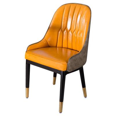 China Metal Base Luxury Italian Postmodern Cafe Upholstered Chair Restaurant Chair Hotel Lounge Party Leather Wooden Dining Chairs for sale