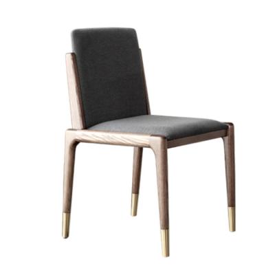 China Solid Wood Nordic Brass Frame Gold Legs Gold Cloth Legs Foshan Design Cotton Sling Modern Dining Chair for sale