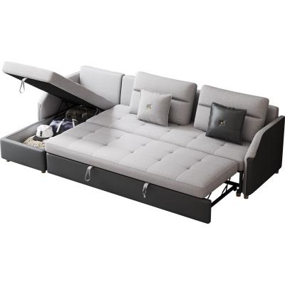 China Low Price Foldable Metal Frame 2 Seater PU Leather Lounge L Shape Sofa Come Bed Folding for sale