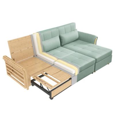 China Modern Foldable Pull Out Fabric Solid Wood Living Room Furniture Storage Folding Sofa Cum Bed for sale