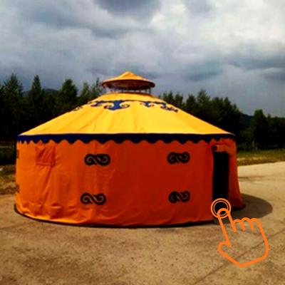 China Outdoor Luxury 5*5m Mongolian Camouflage Game/Field Yurts For Sale Mongolian Canvas Hotel Tent for sale