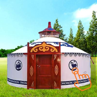 China American Outdoor Luxury 5*5m Steel Frame Yurt Ger Camouflage/Field Game Spring Break Tent for sale