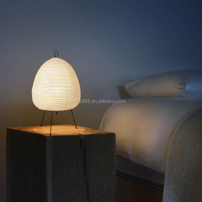 China Modern Japanese Amazon style art rice paper table lamp decoration night light led bulb light for bedroom for sale