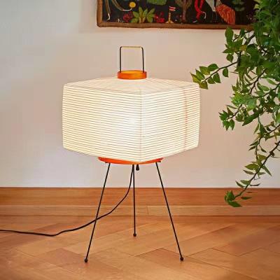 China Modern Handmade Decorative Lamp Iron Bracket LED Table Light Diminum Lantern Floor Lamp Bedroom Rice Paper Floor Lamp for sale