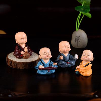 China China 4 Pcs/Set Miniature Monk Set Figurine Resin Feng Shui Decoration Succulent Potted Plants Ornament Home Decoration for sale