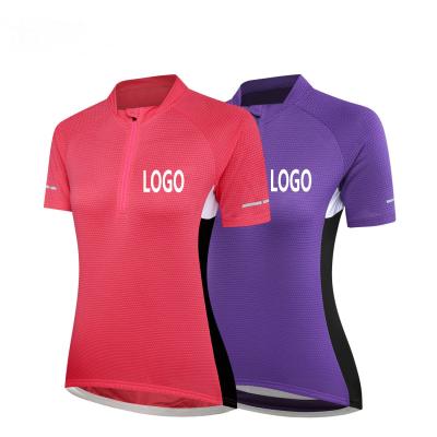 China Summer Breathable Moisture Factory Wicking Quick Dry Women Cycling Tank Top Custom Shirt Short Sleeves Cycling Girls Bike Shirt With Pocket for sale