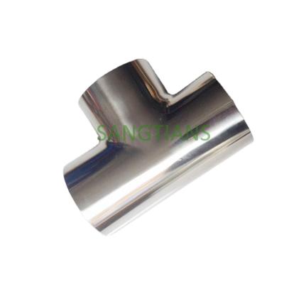 China Food Grade SS304/SS316L High Durability Stainless Steel Flange Sanitary Pipe Tri Fitting Tee Factory for sale