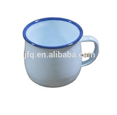 China Viable Pantone Color Enamel Mug , Enamel Belly Mug With Rolled Rim for sale