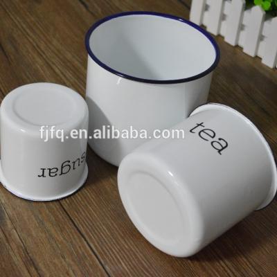 China China Factory Best Price Sustainable Metal Enamel Coffee Canister Set, Tea Canister, Sugar Canister for sale