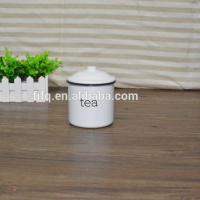 China China Factory Best Price Sustainable Metal Enamel Canister Set , Storage Set With Lid for sale