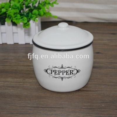 China Sustainable White Color Enamel Metal Canister Set Coffee Canister Tea Canister With Lid for sale