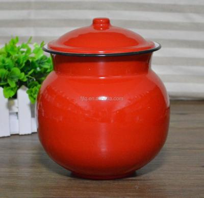 China Classic Pantone Color Enamel Teapot Flower Pot Storage Pot for sale