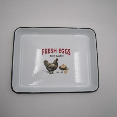 China Customized Home Logo and Color Glaze Baking Tray with Rolled Rim for sale