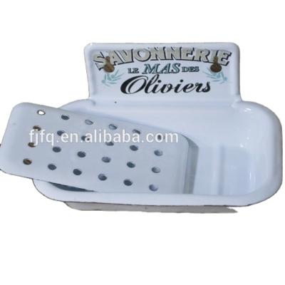 China Traditional Hollow Out Bathroom Enamel Metal Soap Holder Soap Box Soap Dish for sale