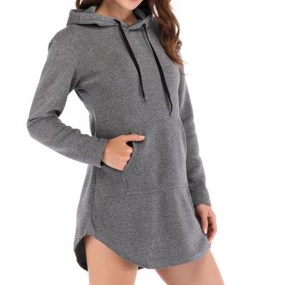 China Anti-pilling drop 2021 Women Curved Hem Heavy Cotton Hoodies Tilt Sweatshirt Long Line Empty Hoodie Dress For Sleeve Hoodie for sale