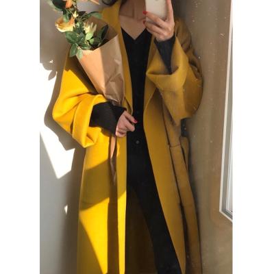 China Popular 2021 Women's Thickening Drop Winter Ladies Korean Style Breathable Woolen Overcoat Long Coat Fashion Clothes for sale