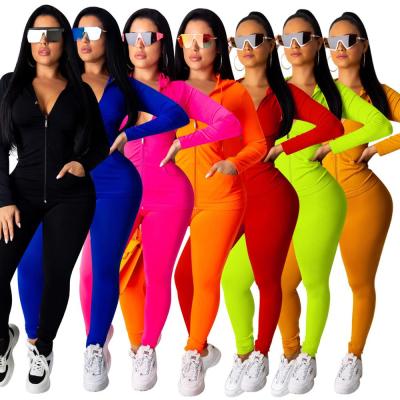 China Soild Color Hoodie Anti-wrinkle Women Clothing Long Sleeve Jogging Sweatsuit Suit Pants Set Drop Tracksuit Fashion Clothes 2021 for sale