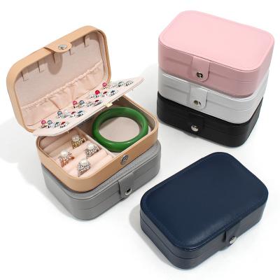 China Composite Materials Double Layer Jewelry Box Ring Necklace Earrings Multi-layer Jewelry Box Portable Jewelry Storage Box for sale