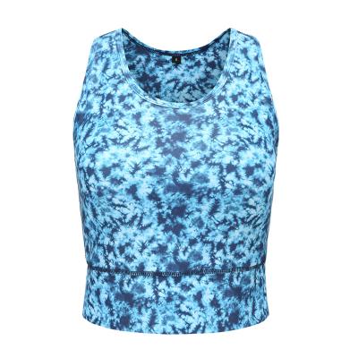 China Professional Design Team Blue Summer Sleeveless Breathable Sexy Seamless Crop Print Top QUICK DRY for sale