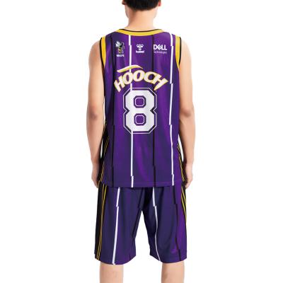 China New Style Lightweight Antibacterial Breathable Sleeveless Dye Sublimation Purple Basketball Practice Tank Tops With Numbers for sale