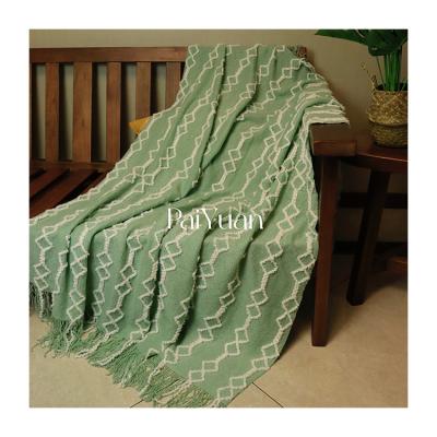 China Keep Hot Factory Wholesale 100% Super Soft Acrylic Throw Blanket Tassel PY00157 for sale