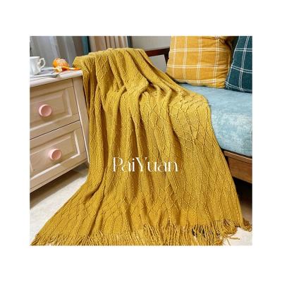 China Keep Warm Soft And Versatile Warm Sofa Blanket Shawls PY0088 Covering Cozy Home Fringed for sale