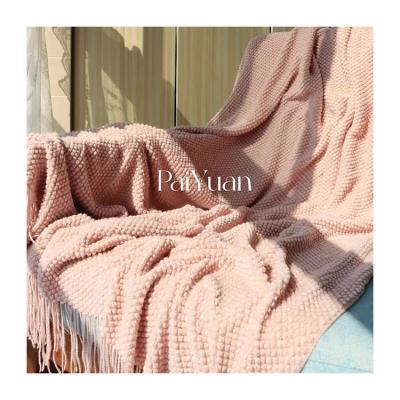 China Long Wrap PORTABLE Blanket Shawl Scarf Cozy Home Fringed 100% Polyester Blanket Shawls PY00103 for sale