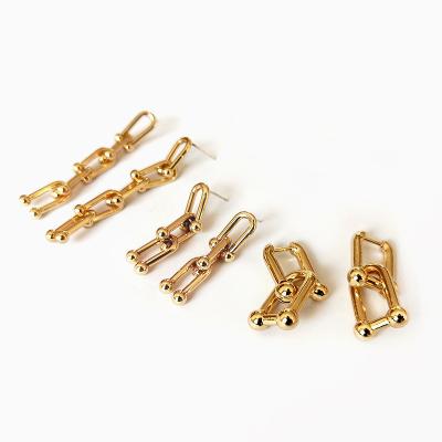 China Real Gold Plating HOHI Irregular Ring Ear Bone Clip Fashion High Sense No Hole Ear Cuff Metal Round Gold Plating Circle Earrings for sale