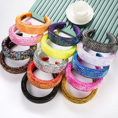 China INS Europe and America European and American Diamond 4.5cm Super Snap Wide Style Hair Accessories Full Thick Sponge Solid Color Headbands for sale