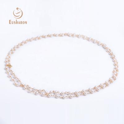 China CLASSIC Golden Handmade Pearl Necklace Cultured Freshwater Pearl Necklace for sale