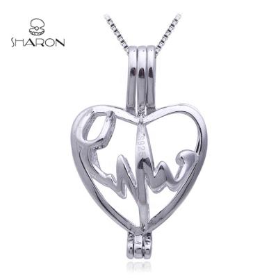 China Hot Sale CS0109 FASHIONABLE Pearl Cage Pendant Abstract Lines Sterling Silver Love Heart Cage Pendant for sale