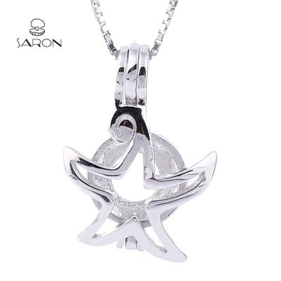 China FASHIONABLE Sharon Bulk Wholesales S925 Sterling Silver Handmade Starfish Pearl Cage Pendant for sale